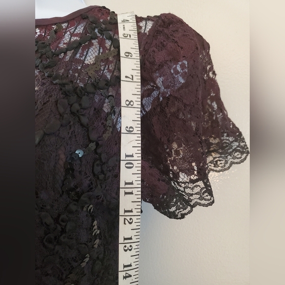 Vintage 1980s Goth Lace Sequined Tiered Dress - Picture 6 of 11